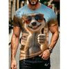 Lustiges Katzen-Grafik-T-Shirt Herren 3D-Druck Tier Rundhals Kurzarm T-Shirt Herren Sommer Lässig Streetwear T-Shirt