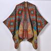 New Autumn and Winter Retro Women's Scarf Geometric Rhombus Thickened Warm Imitation Cashmere Split Shawl Cape