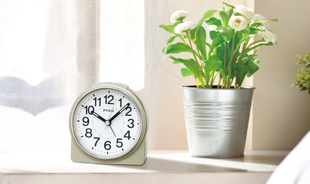 Seiko Clock Alarm Clock Table Clock Analog Light Golden Pearl 89 x 86 x 47mm PYXIS NR451G