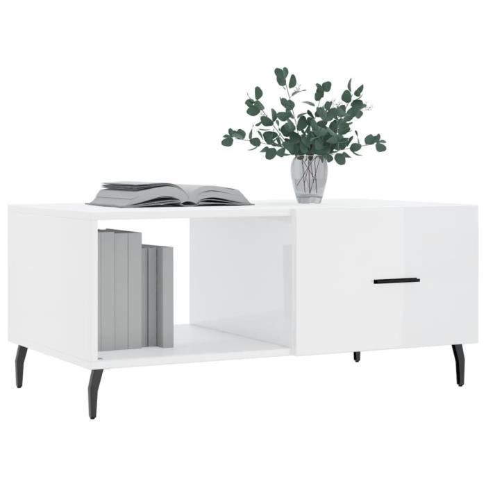 VidaXL Table basse Blanc brillant 90x50x40 cm Bois d'ingénierie 829230