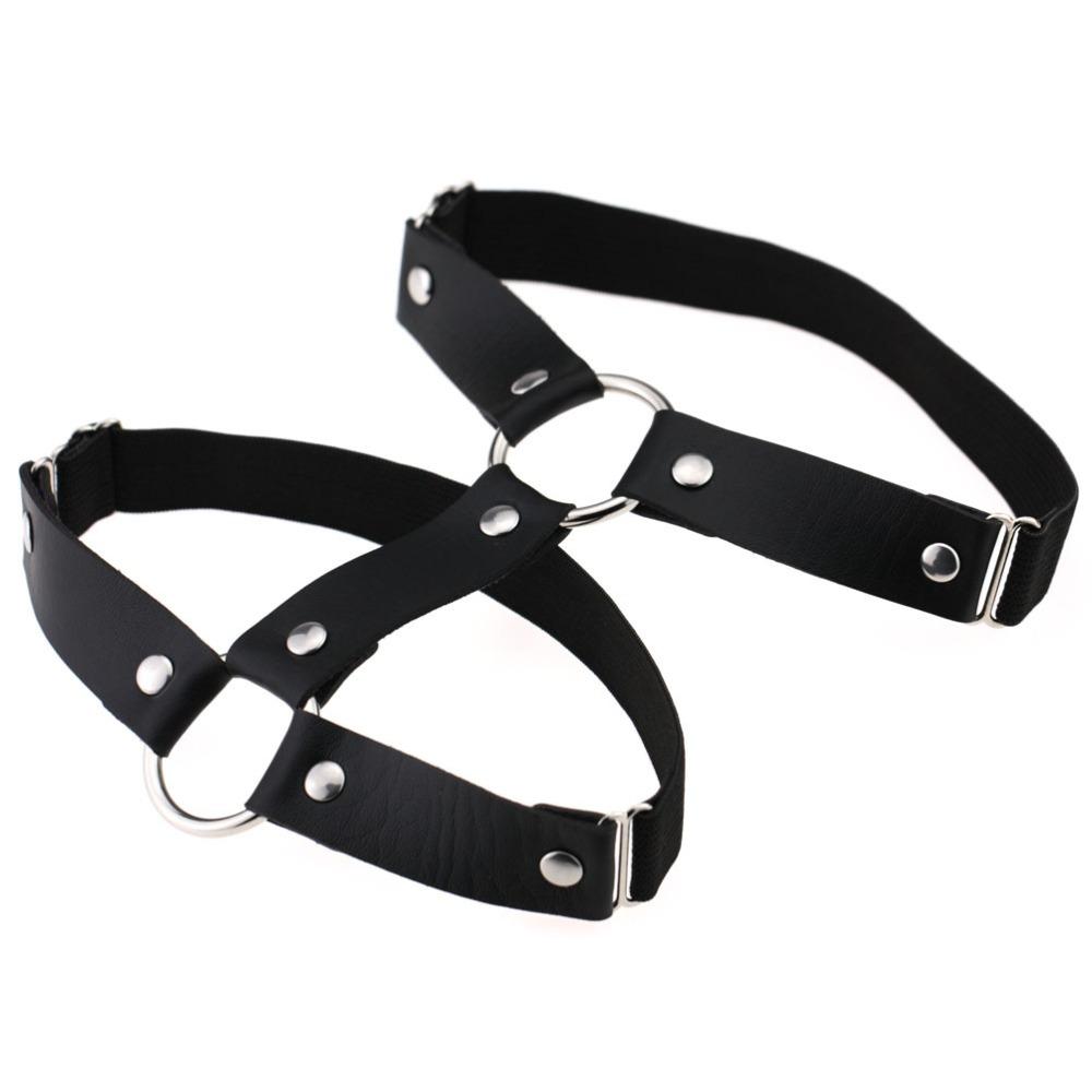 Sexy Leg Garter Wraps for Raves Goth Leg Chain Adjustable Elastice 2 Rows Punk Harness Jewelry  Gothic  Accessories