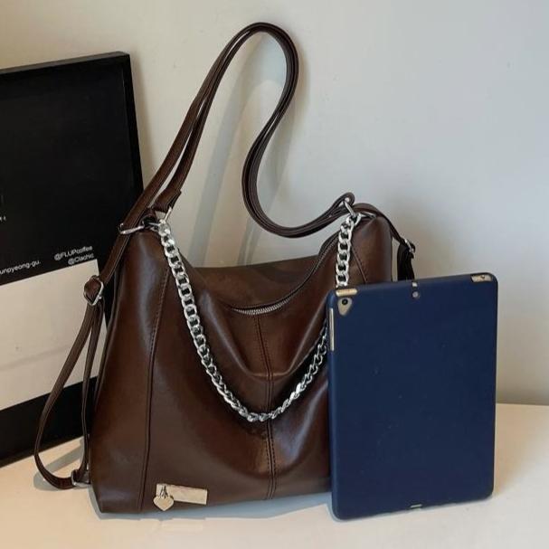 Fashionable Chain Decor Tote Bag Leather Crossbody Bag Multi-functional Backpack Suitable Travel for Daily Shopping Weekend Travel and Other Scenes