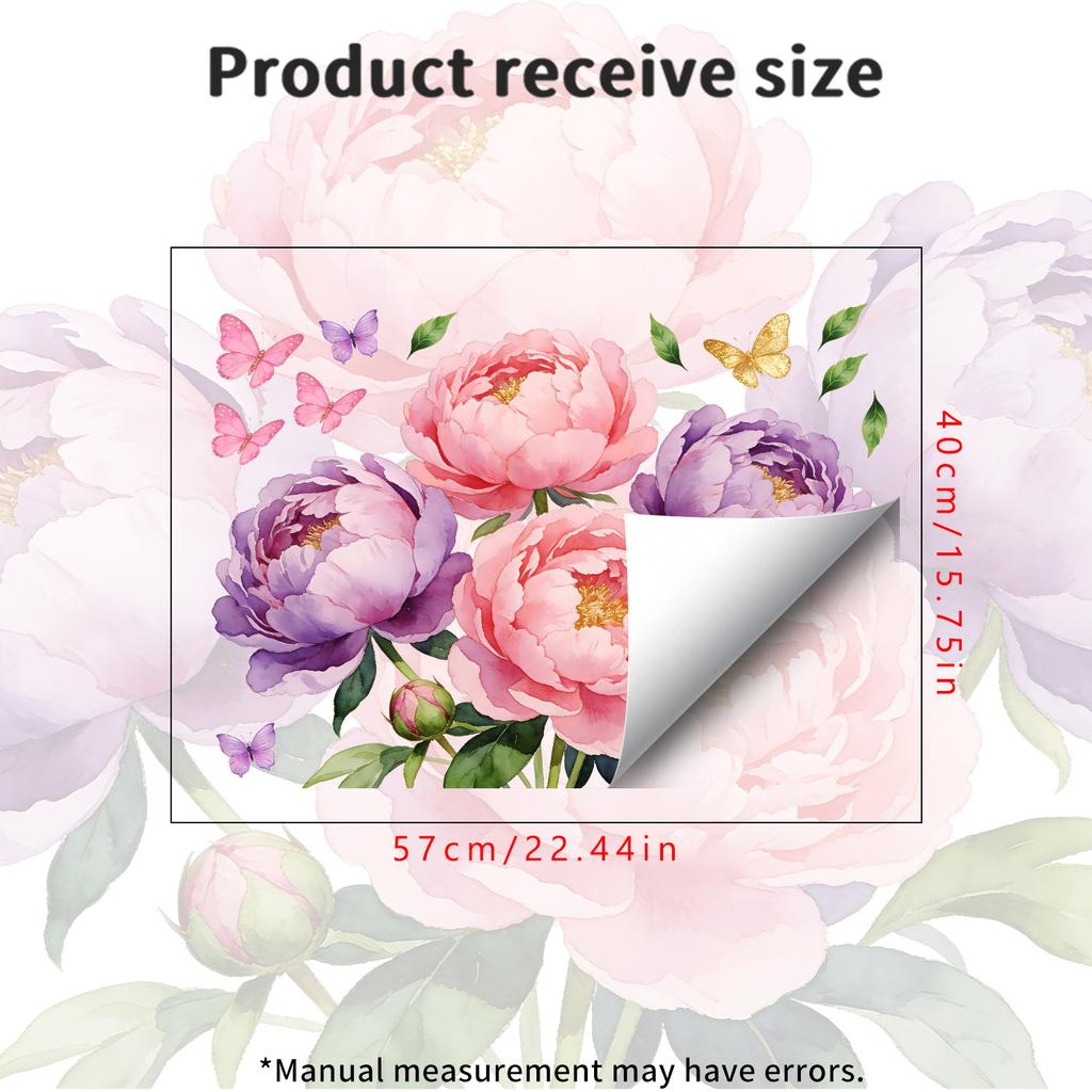 Creative Peony Butterfly Static Cling Window Glass Film Sticker for Bedroom Living Room Balcony Study Home Decor