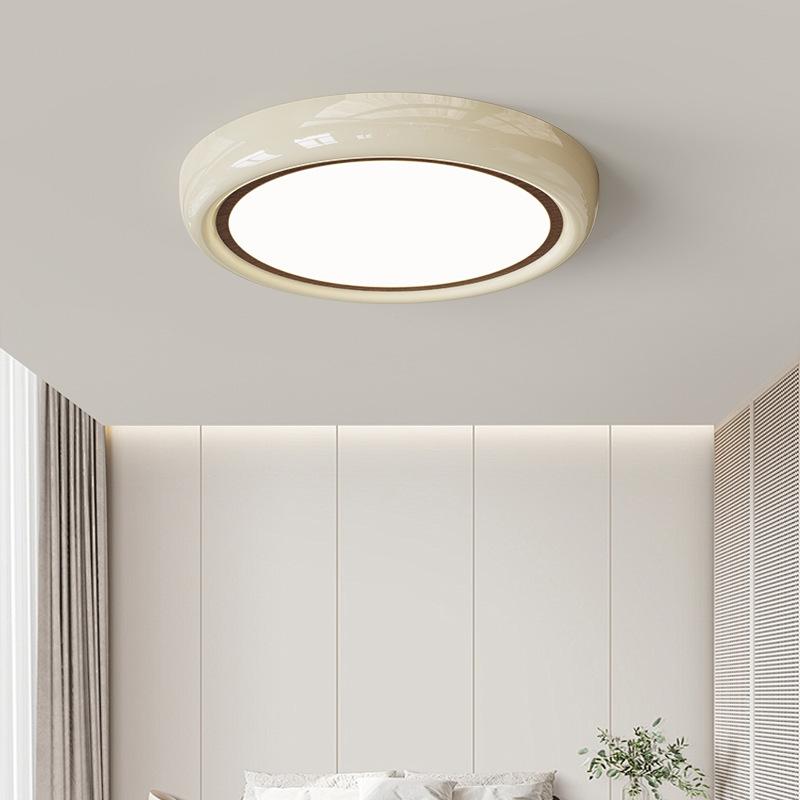 Circular Acrylic Cream Color Ceiling Lamp Nordic Modern Living Room Decoration Bedroom Atmosphere LED Ceiling Light Dimmable