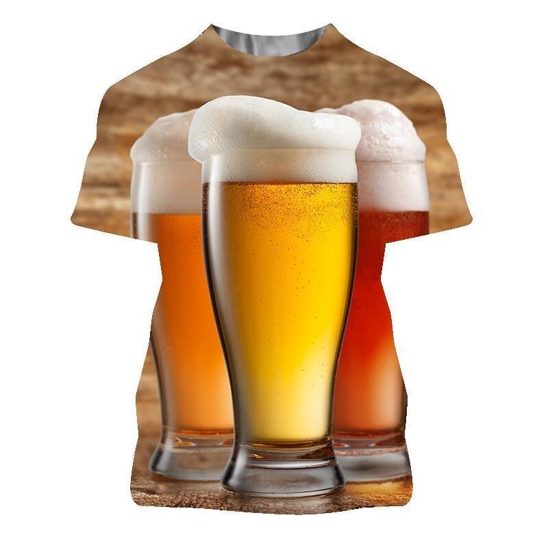 Pivo Digitálně Potištěné Tričko Pánské Dámské Trendy Tričko s Krátkým Rukávem