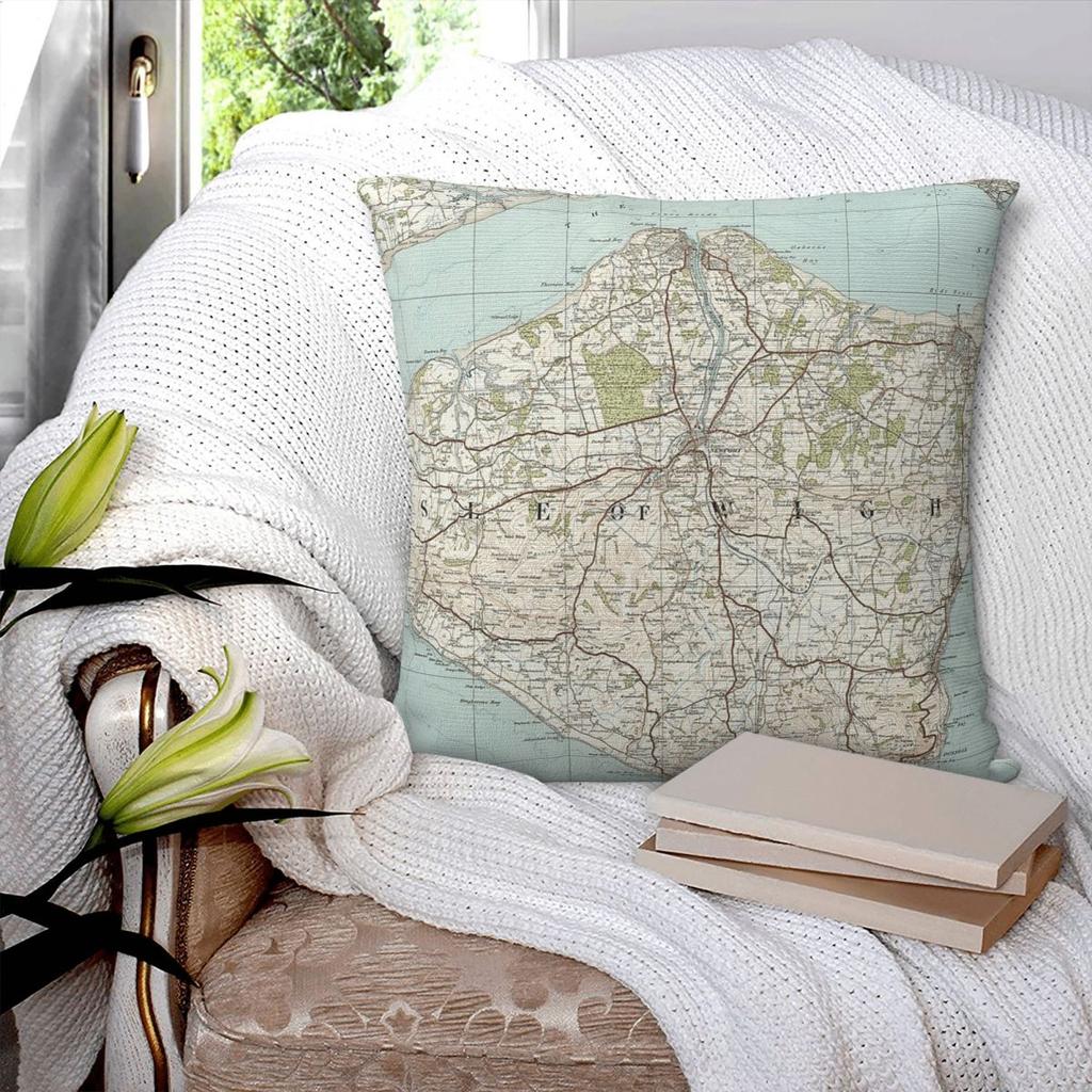 Isle Of Wight Uk Map Square Pillowcase Polyester Linen Velvet Printed Zip Decorative Throw Pillow Case Home Cushion Cover