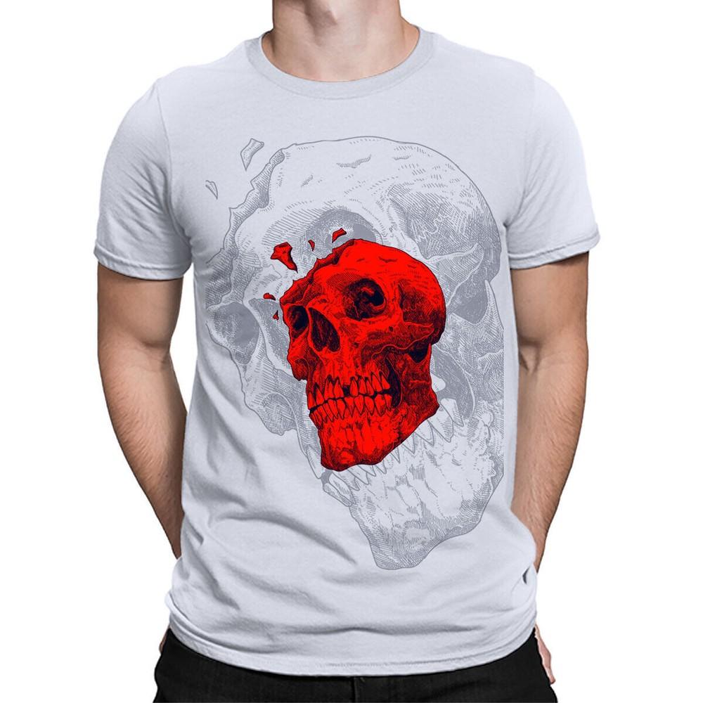 

Cracked Skull Head Biker Tattoo Skeleton Horror Scary Mens Womens T-Shirts#TA-25 3XL