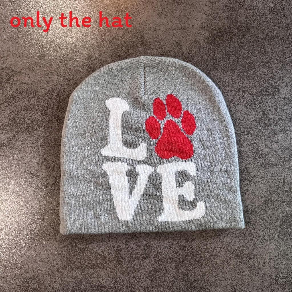 Paw Letter Dog Pattern Neutral Casual Warm Knitted Hat For Fall And Winter