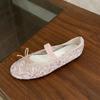 Fashion SUOJIALUN 2025 Spring New Brand Women Flat Shoes Fashion Lace Ladies Elegant Ballerina Shoes Round Toe Soft Flat Single Shoes