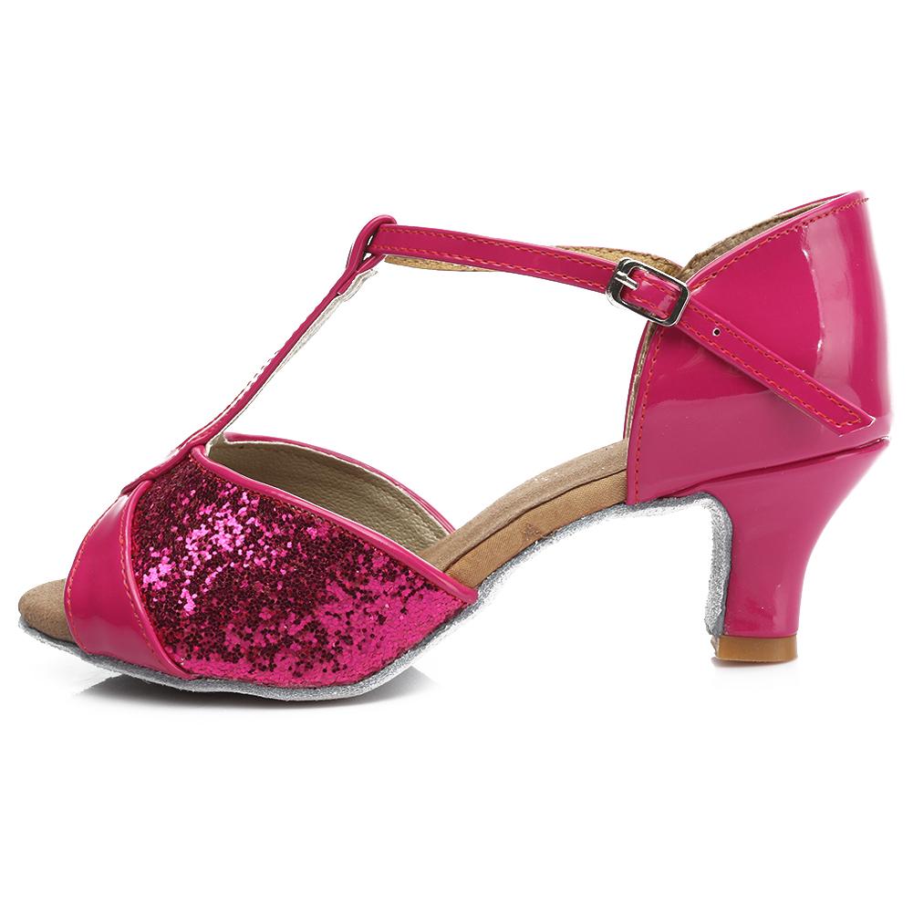 

Women s Latin Dance Shoes Satin Ballroom Performance Dance Shoes 5CM Heel 40 рожевий червоний колір