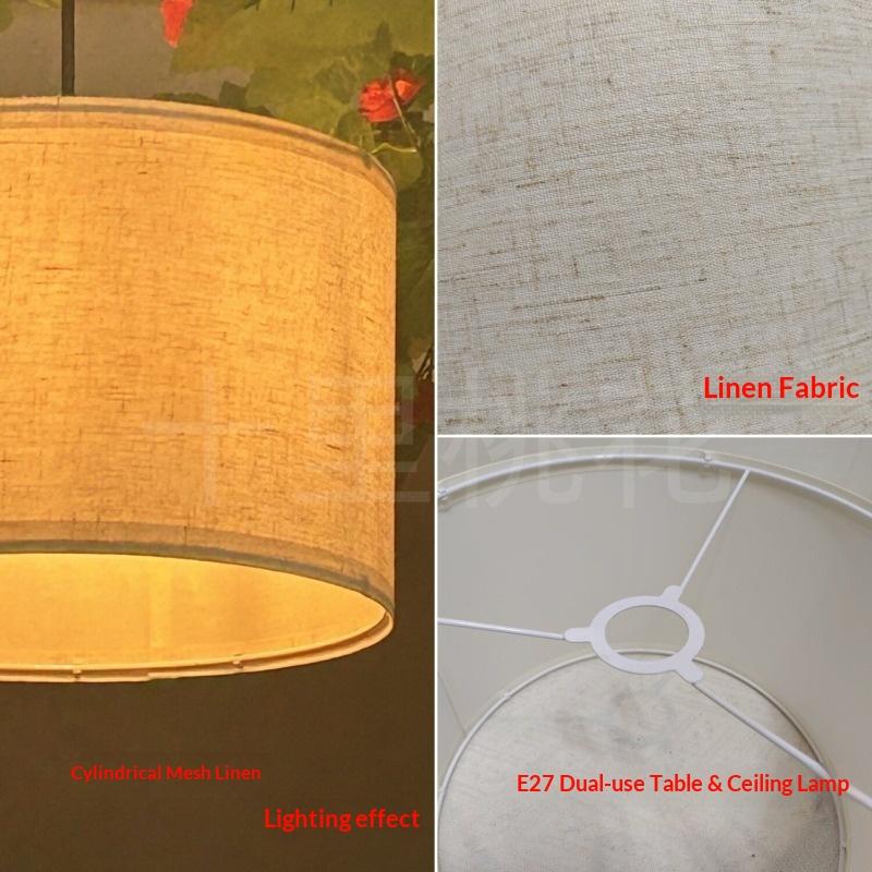 Vintage Cylinder Lampshade E27 Linen Round Lamp Shade for Table Lamps Easy Assembly Lampshade for DIY Table Lamps Floor Bedside