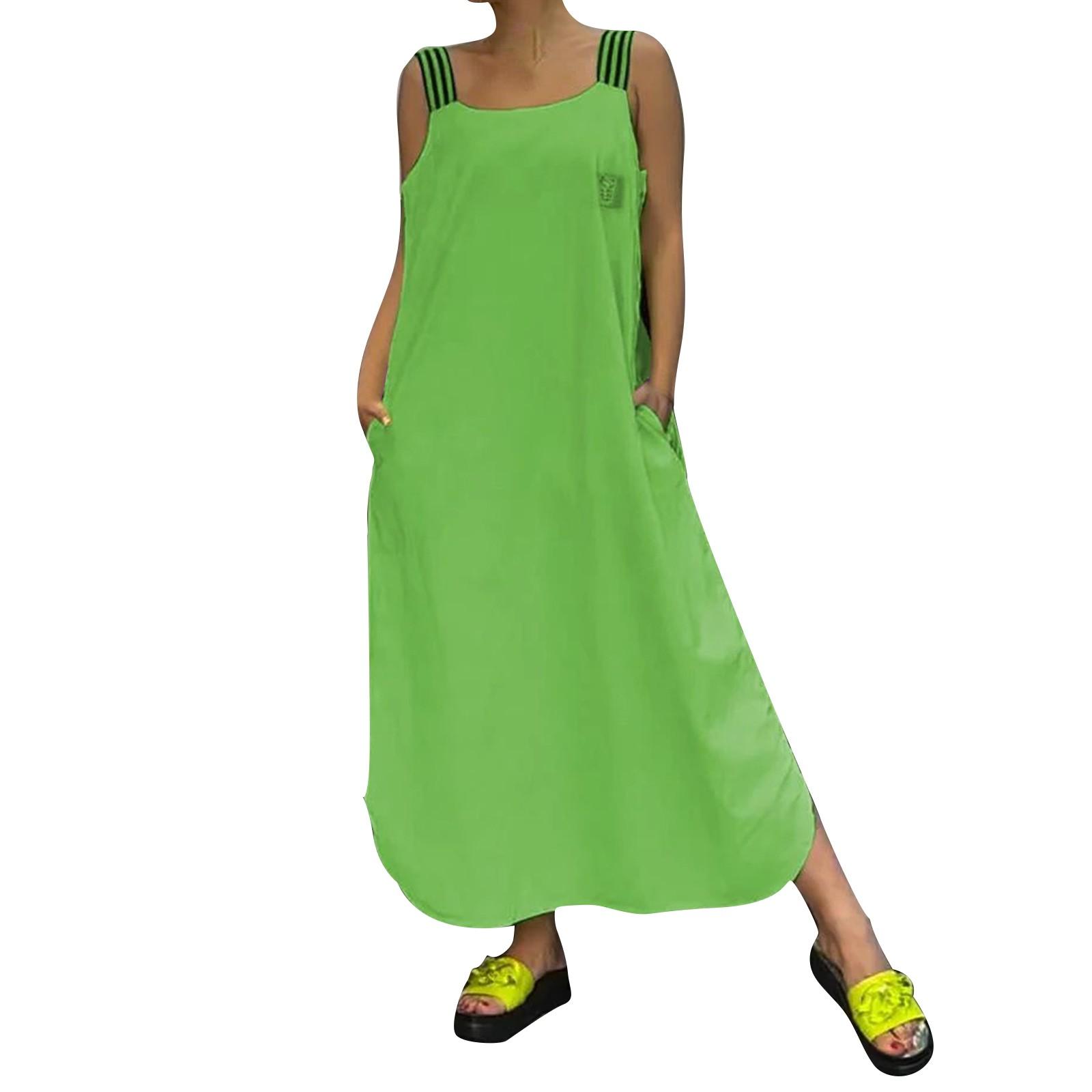 

Женские платья с разноцветной полоской на спине, без рукавов, карманы, свободные повседневные платья M