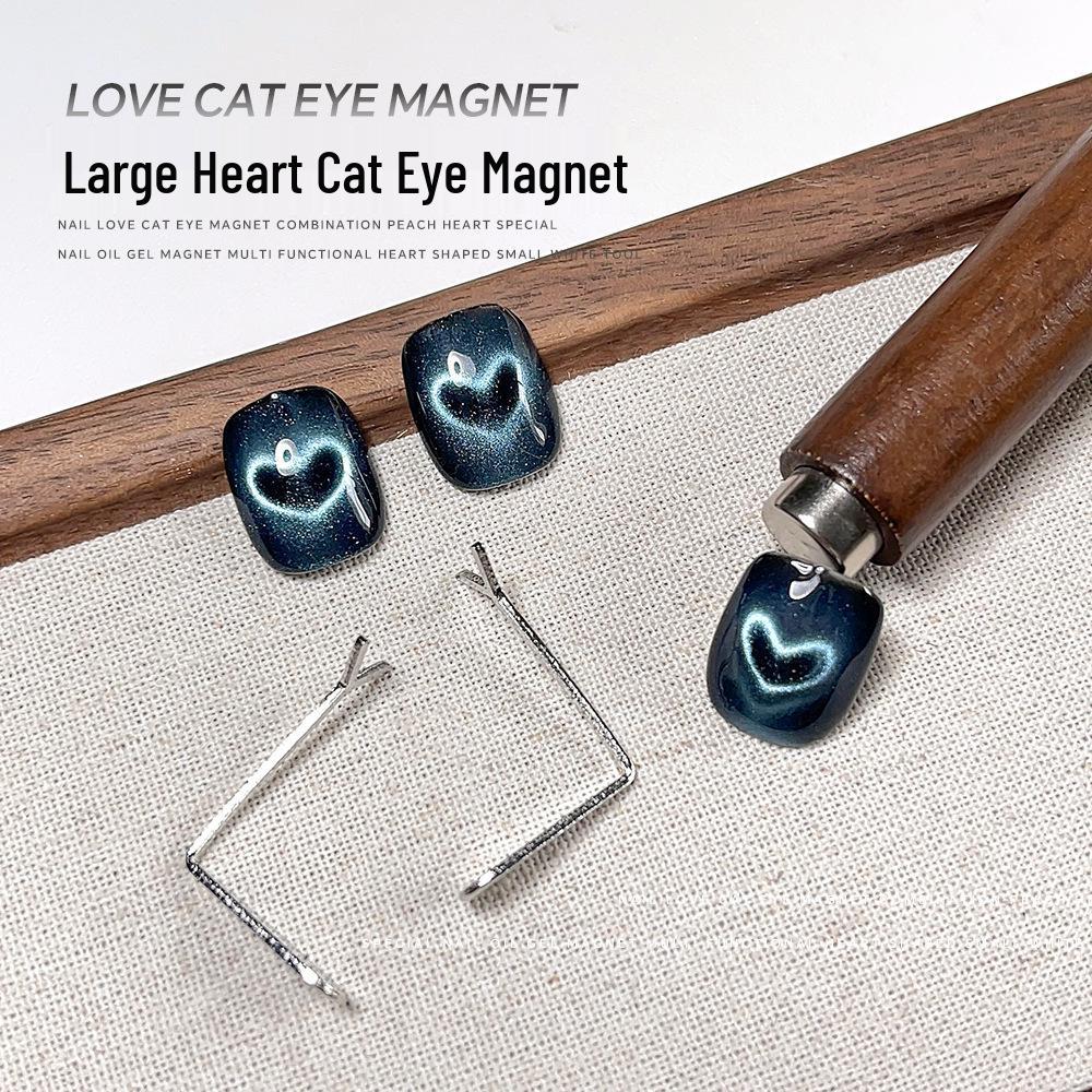 Nail Art Dual-End Cat Eye Magnet Tool with French Plate