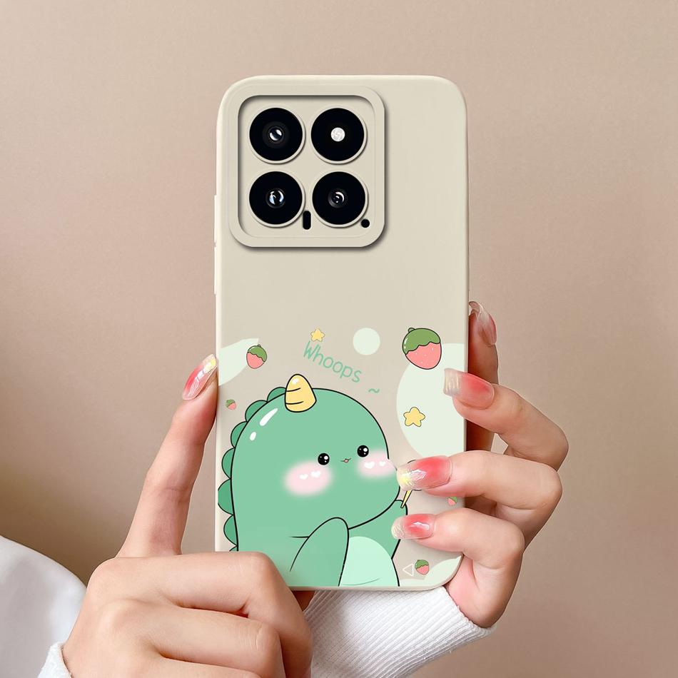 Case For Xiaomi 14 Pro Cartoon Soft Smooth Liquid Silicone Full Protection Shockproof Bumper For Xiaomi14 14Pro Back Cover Capa