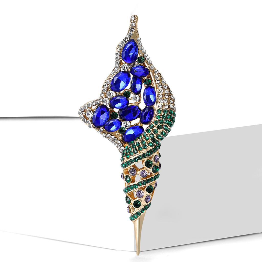 Fashion Rhinestone Conch Brooches for Women Unisex Enamel Ocean Series Pins Friend Event Party New Gifts Jewelry Decoration