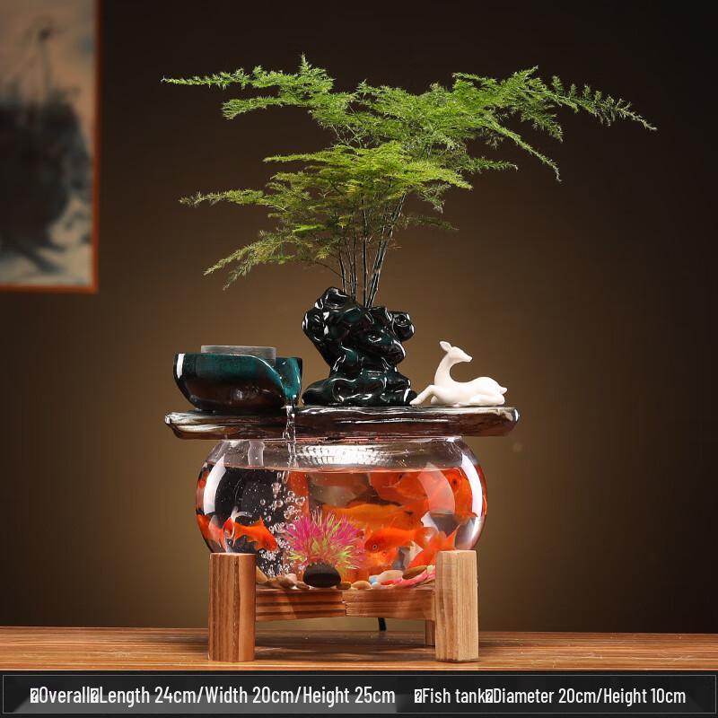 OIMG Creative Ceramic Flowing Water Fish Tank Ornament