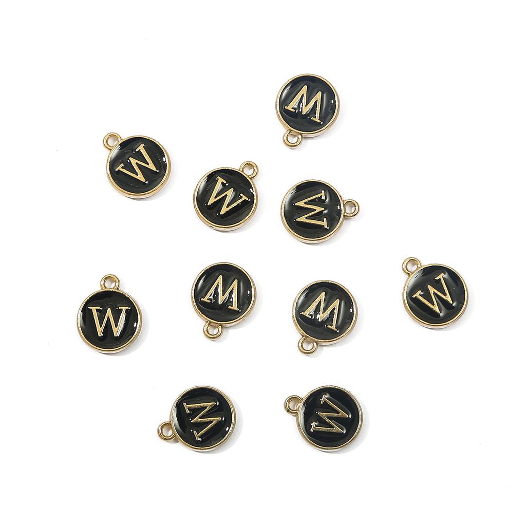 10Pcs Metal Enamel English Letters Charms Pendant For DIY Jewelry Making Necklace Bracelet Accessories