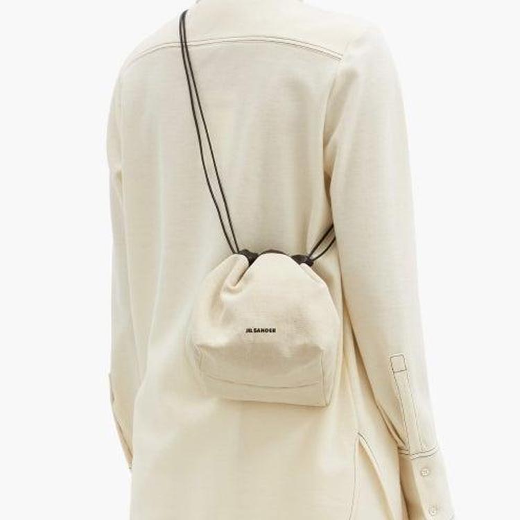 Jil Sander Minimalist Reversible Drawstring Bag Women Tote Bag White Black JSPT853407WTB73003N102