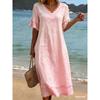BITCED Fashion Summer Spring  Solid Color Print V-Neck Short Sleeve Casual Dresses