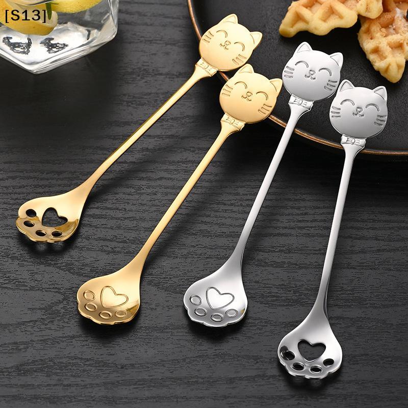 Stainless Steel Coffee Mix Spoon Creative Cat Claw Spoon Ice Cream Cake Dessert Teaspoon Scoops Tableware Kitchen Accessories[Q]
