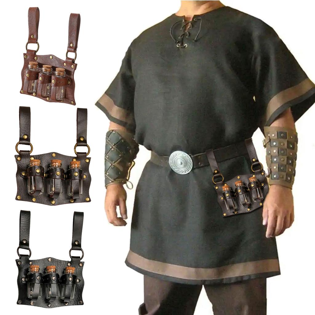 Medieval Potion Holder Cork Potion Bottle Cosplay Accessories Historical Belt for Renaissance and Fantasy Role Playing