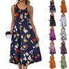 Women's Fashion Casual Sleeveless Button Floral Print Dress with Pocket