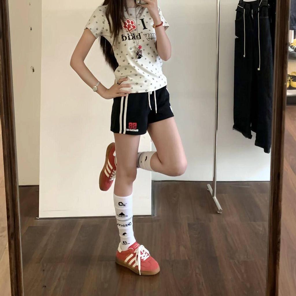 Women's 2026 Color Block High Waist Retro Sports Shorts - Drawstring, Loose, Casual Versatile Hot Pants