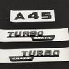 3D ABS Glossy Black Car Fender Badge Turbo 4MATIC Sticker Rear Trunk Emblem A45 Logo For A 45 AMG W176 W177 Accessories
