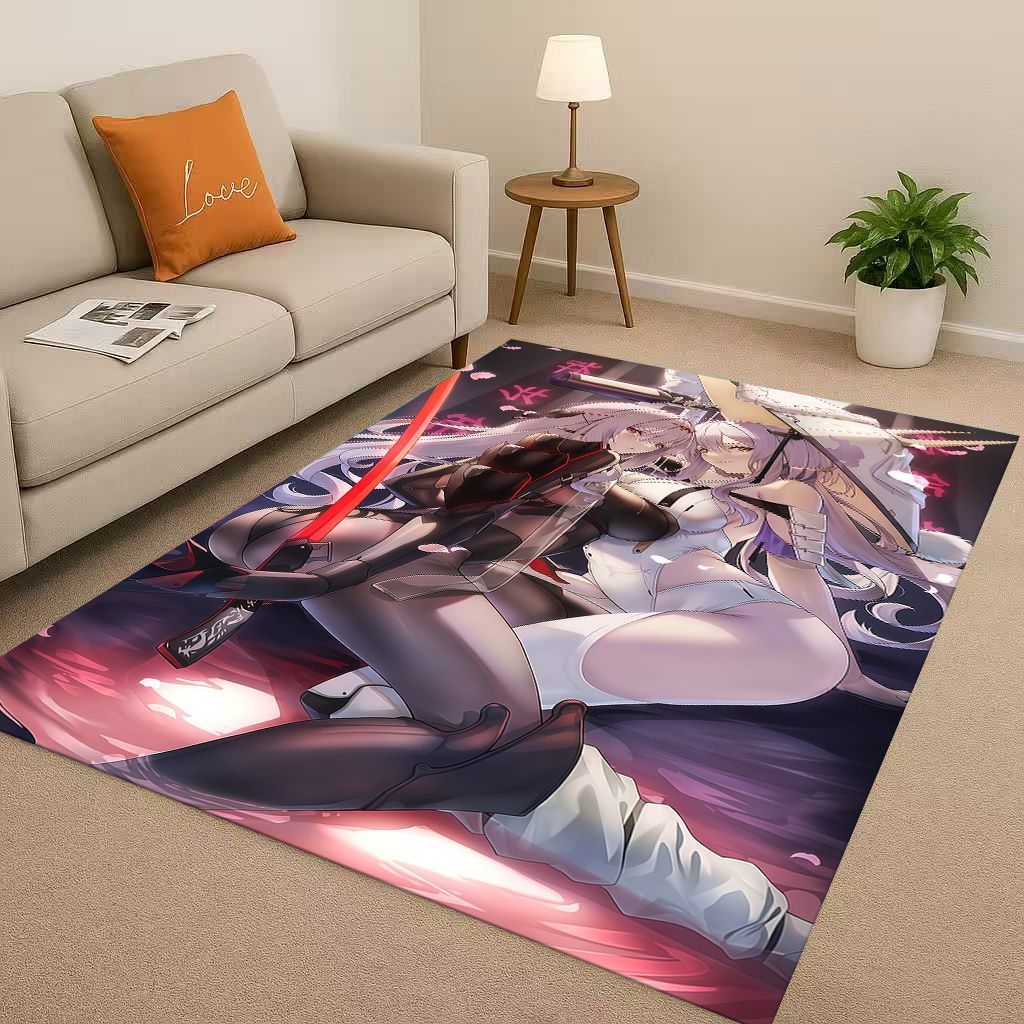 Game Genshin Impact Cartoon Living Room Non-Slip Area Rug Soft Carpet for Bedroom Playroom Sofa , Easy Clean Home Decor Doormat