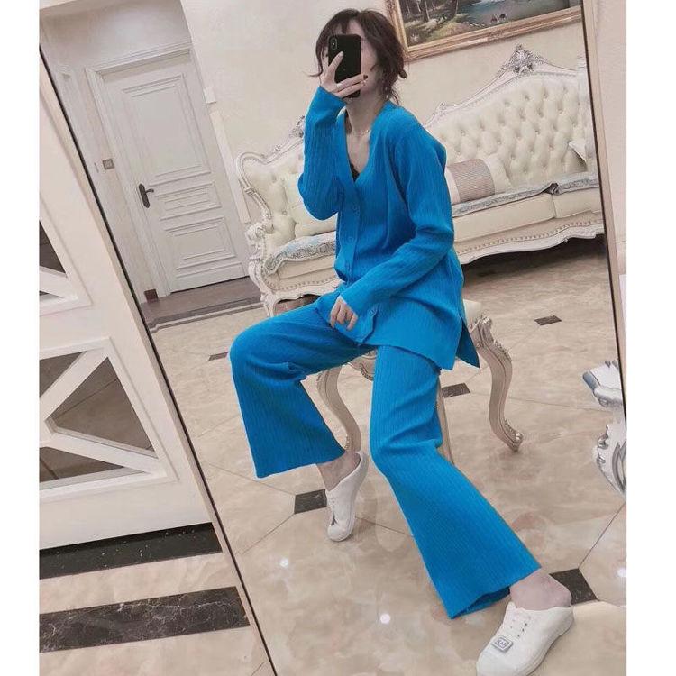2pcs/set Conjunto de punto de mujer Loose V-neck Knitted Cardigan Top and  Loose Knit Wide Leg Pants 2 Piece Set Causul Outfits comprar a buen precio  — entrega gratuita, reseñas reales con