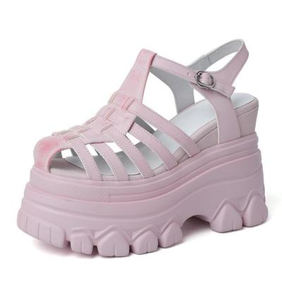 Divat 12CM Divatos Női Platform Csatos Pántos Utcai Nyári Cipők Strand Éktalpú Női Gladiátor Szandálok Lábujjközes Szandálok Nőknek