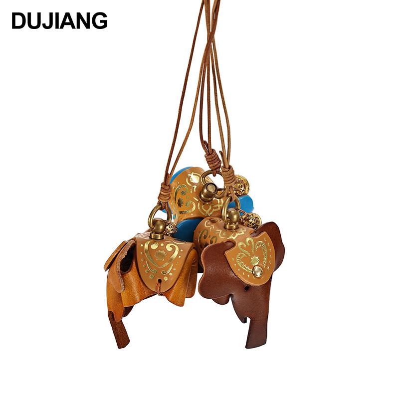 Creative Genuine Leather Elephant Charm Keychain