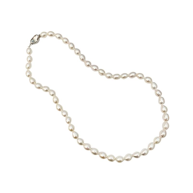 

Натуральный пресноводный жемчуг 925, серебро, белое ожерелье, круглая цепочка из бисера, серебряные украшения, простой темперамент, подарок для женщин 45cm