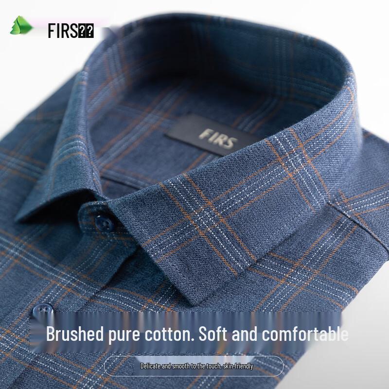 FIRS Men s Brushed Thickened Plaid Long Sleeve Shirt L