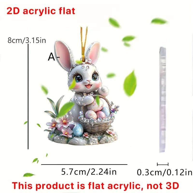 Décor de Pâques pour la Chambre Ornements Suspendus Lapin de Pâques 2D Pendentif Décoratif de Voiture Lapin en Acrylique avec Œuf & Décoration Chambre