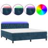 Box Spring Bed with Mattress & LED Dark Blue 180x200 Cm Velvet