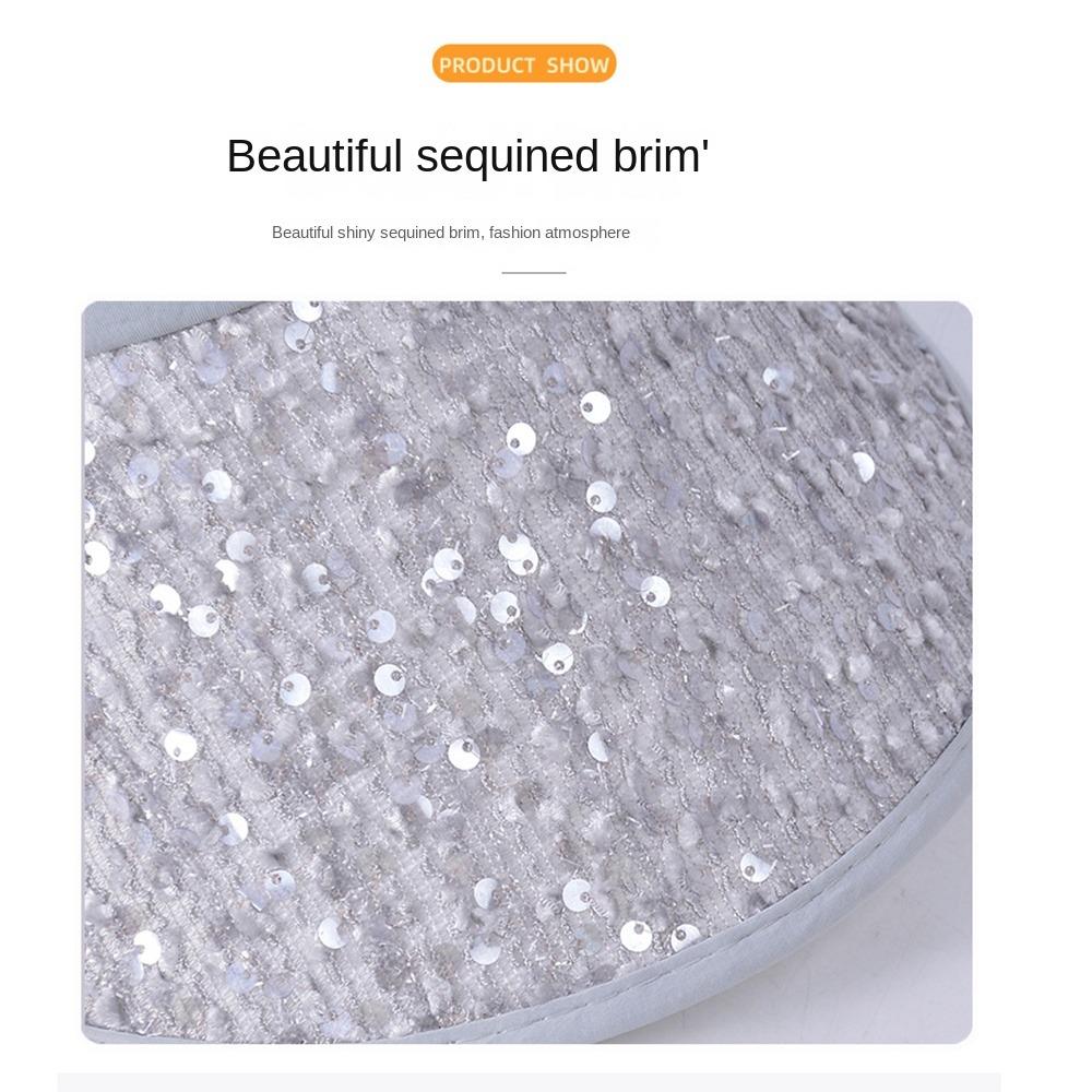 Summer Empty Top Cap Shiny Visor Cap Simple Sequin Sun Hat  Beach