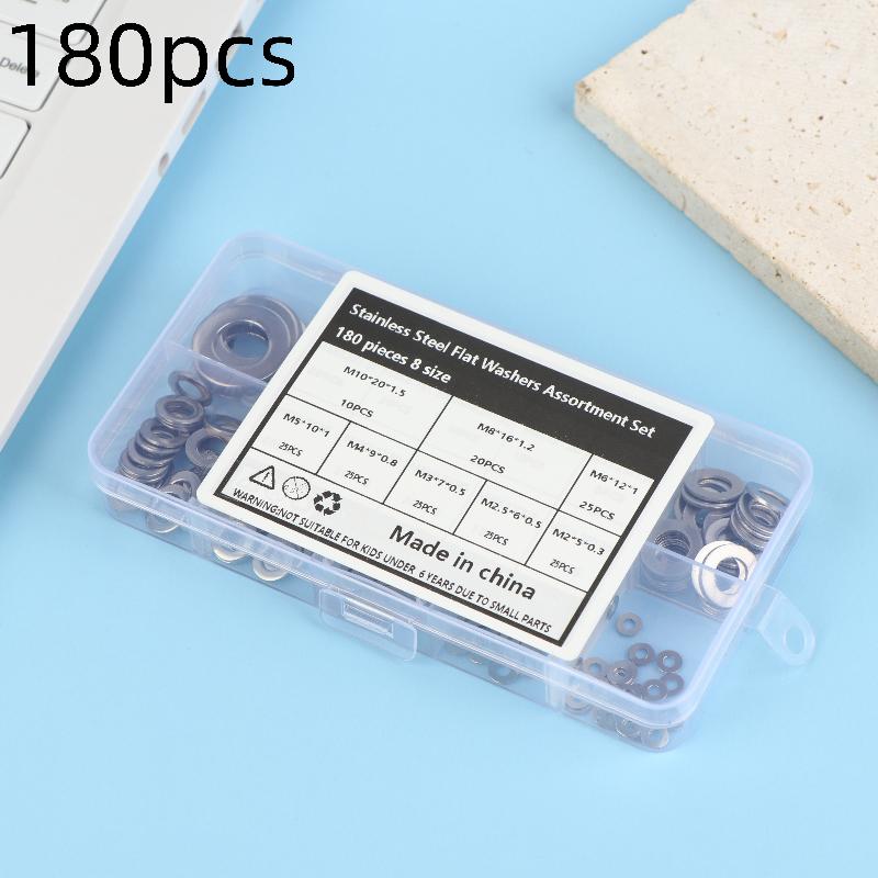 80/105/180/360/580 Pcs Stainless Steel Flat Washers Set Perfect For Home Decor Factory Repair Kitchens