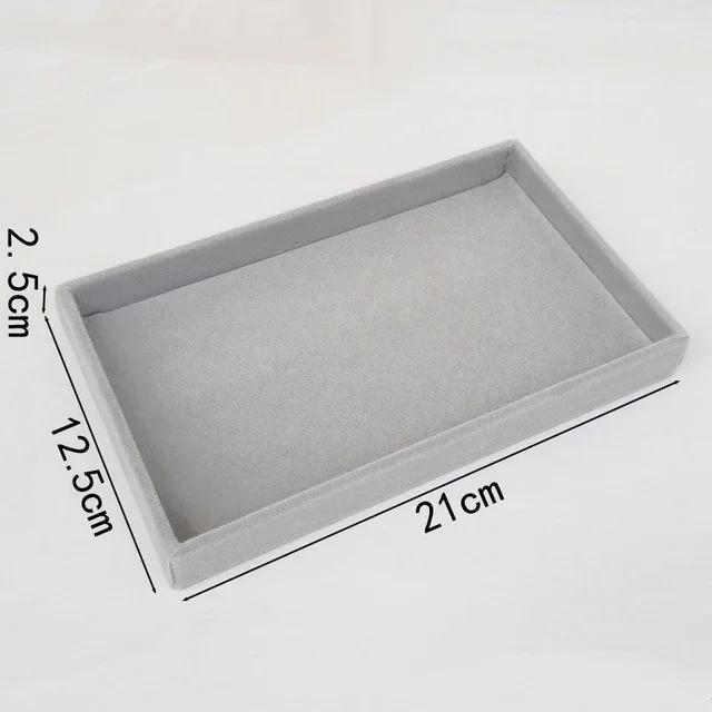Simple Beige Grey Square Velvet Jewelry Storage Tray Display Ring Bracelet Necklace Storage Box Showcase Drawer Organizer Trays