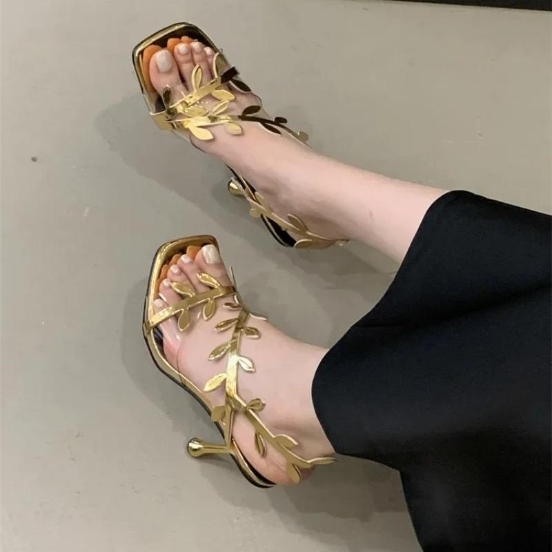 Fashion Summer High Heel Sandals Sexy Design Square Toe Women Sandals Fashion Shoes for Womne Band Thin Heels Banquet Prom Slip-on Shoes