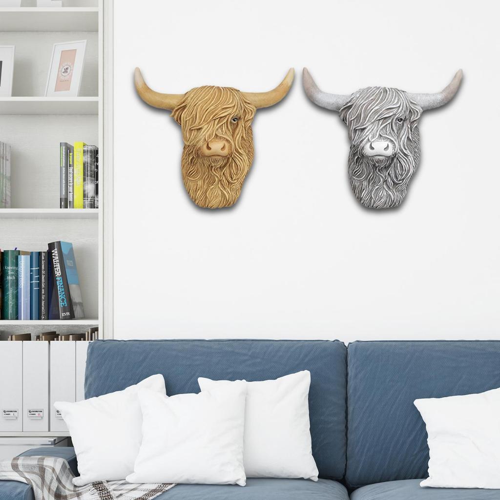 Highland Cow Decor Cute Wall Mounted Decoration for Garden Fence Living Room