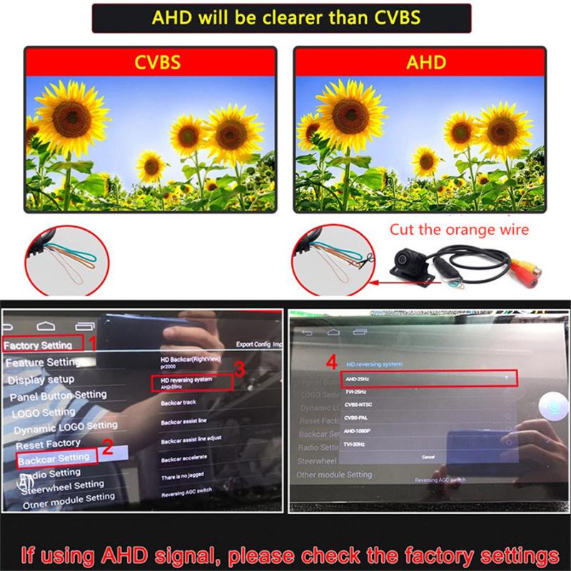 AHD/CVBS 1080x720P 170 Grad Fisheye-Objektiv Sternenlicht Nachtsicht Fahrzeug Rückansicht Reverse Backup Rückansicht Kamera