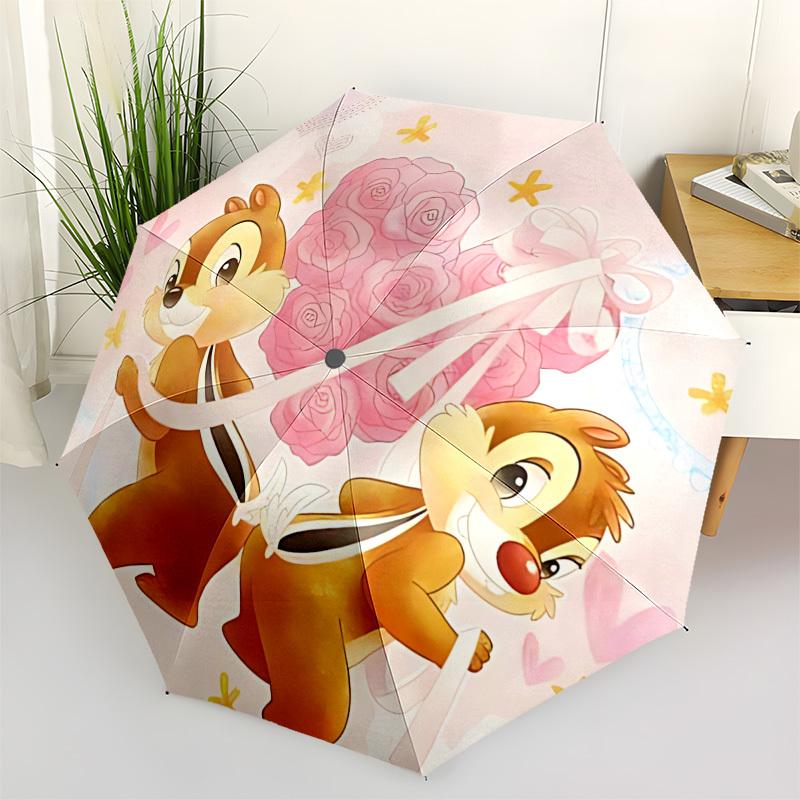 

Chips and Dale, Flowers Themed Automatic Opening and Closing Umbrella, Brightly Colored 8-rib Portable Umbrella, Suitable for Men and Women, A Perfect