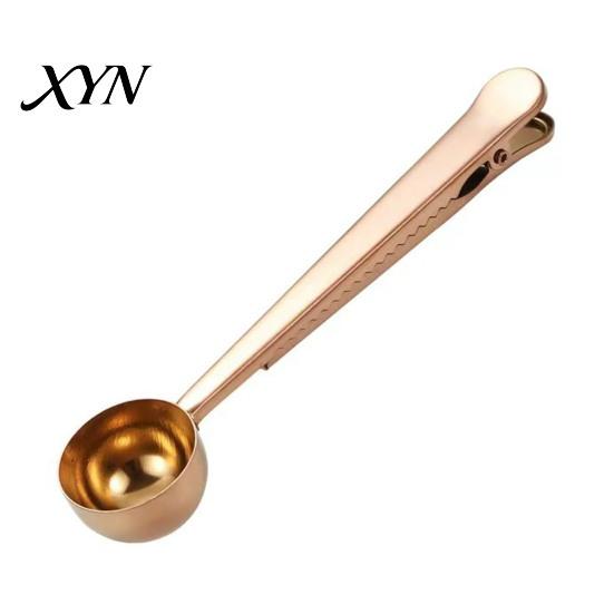 Integrated Spoon And Sealing Clip 2 in 1 Bag Clip, Stainless Steel Measuring Powder Scoop, Multifunctional Sealer for Milk Coffee, Airtight