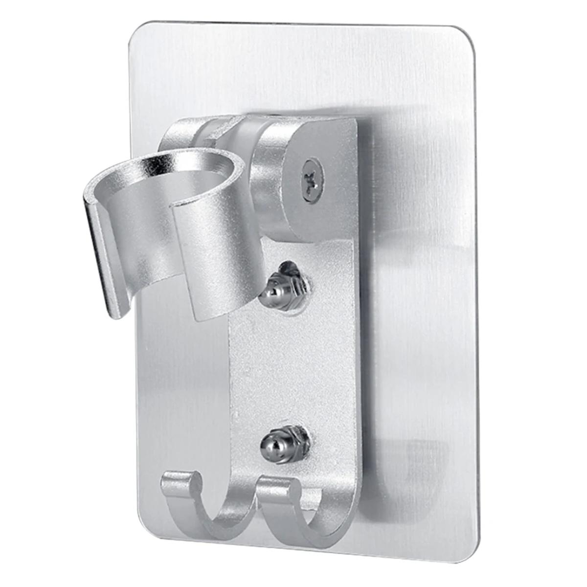 

Крепкий алюминиевый настенный держатель для душевой лейки с 2 крючками, регулируемые на 90° кронштейны для аксессуаров для ванной комнаты серебряный