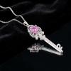 Morganite Gemstone 925 Sterling Silver Women's Jewelry Designer Zircon Pendant 2.1" Anniversary Gift For Wife/Her CZP-17-2