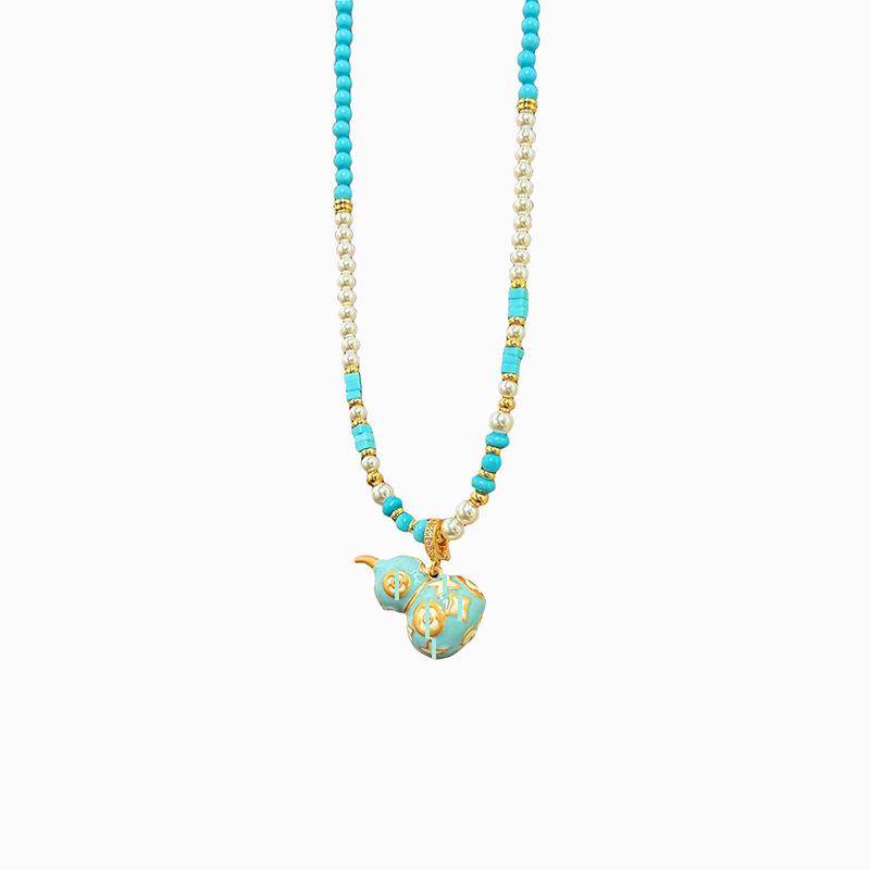 Chinese Vintage Enamel Tassel Beaded Necklace Premium Luxury Long Sweater Chain Fashion Elegant Jewelry