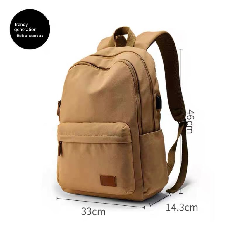 

Backpack Men s Backpack Canvas Computer Niche Design College Student American Weight Reducing Schoolbag Travel Backpack Female 2068 khaki
