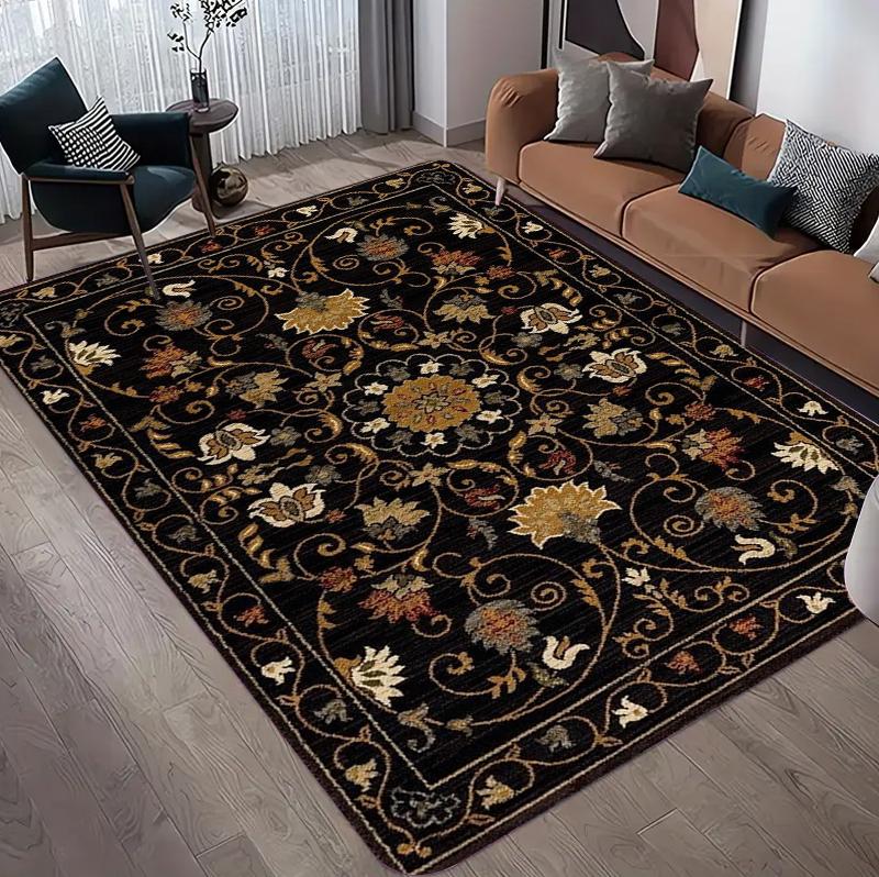 Traditional Persian Floral Area Rug Vintage Oriental Living Room Carpet Non Slip Large Floor Mat for Bedroom Entryway Home Decor