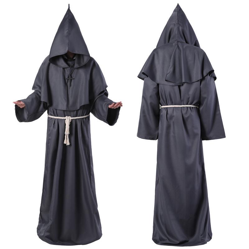 Shenweida Halloween Mittelalter Mönchskutte Kostüm - Zauberer und Priester COSPlay Schal